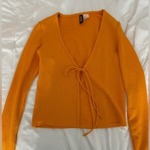 Orange Tie-front Long Sleeve